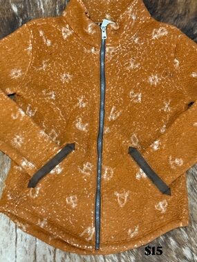 Kids' Plush Zip-Up Jacket in Rust